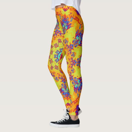 Farbenfrohe psychedelische abstrakte Muster Leggings (Links)