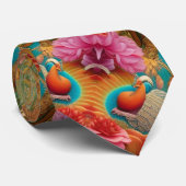 Farbenfrohe psychedelische AI Art Orange Pink Gree Krawatte (Gerollt)