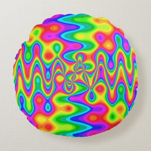 Farbenfrohe psychedelische Art Rundkissen Rundes Kissen