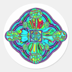 Farbenfrohe psychedelische Blase Universum v1 Runder Aufkleber