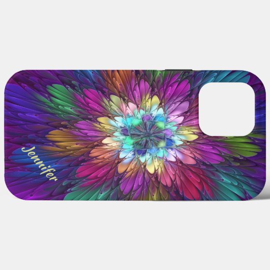 Farbenfrohe psychedelische Blume Abstrakter Frakta Case-Mate iPhone Hülle (Rückseite (Horizontal))