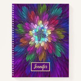 Farbenfrohe psychedelische Blume Abstrakter Frakta Notizblock