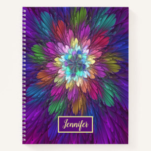Farbenfrohe psychedelische Blume Abstrakter Frakta Notizblock