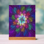 Farbenfrohe Psychedelische Blume Abstraktes Frakta Acrylschild (Neutral)