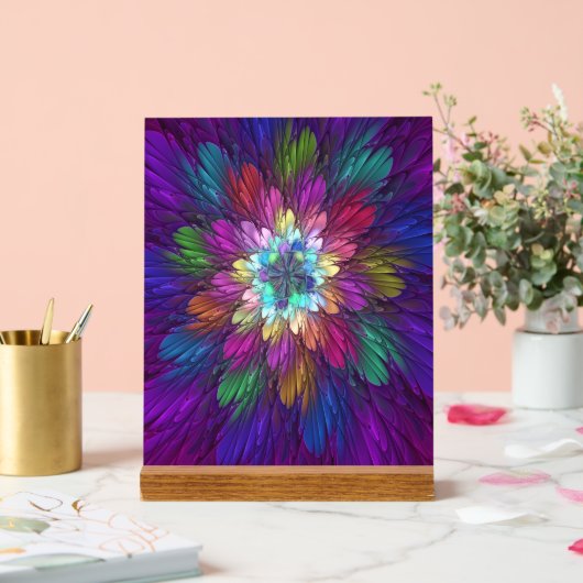 Farbenfrohe Psychedelische Blume Abstraktes Frakta Acrylschild (Hochzeit)