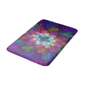 Farbenfrohe Psychedelische Blume Abstraktes Frakta Badematte (Schrägansicht)