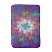 Farbenfrohe Psychedelische Blume Abstraktes Frakta Badematte (Vorderseite Vertikal)