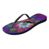 Farbenfrohe Psychedelische Blume Abstraktes Frakta Badesandalen (Schrägansicht)