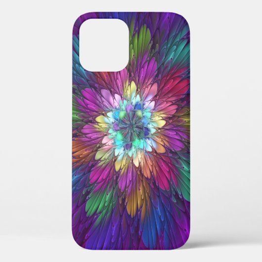 Farbenfrohe Psychedelische Blume Abstraktes Frakta Case-Mate iPhone Hülle (Rückseite)