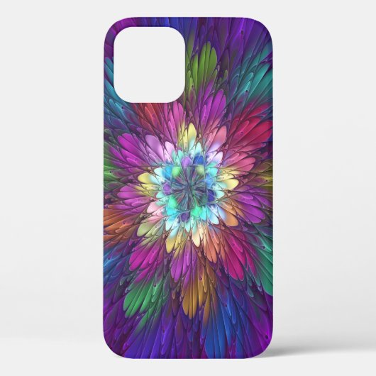 Farbenfrohe Psychedelische Blume Abstraktes Frakta Case-Mate iPhone Hülle (Rückseite)