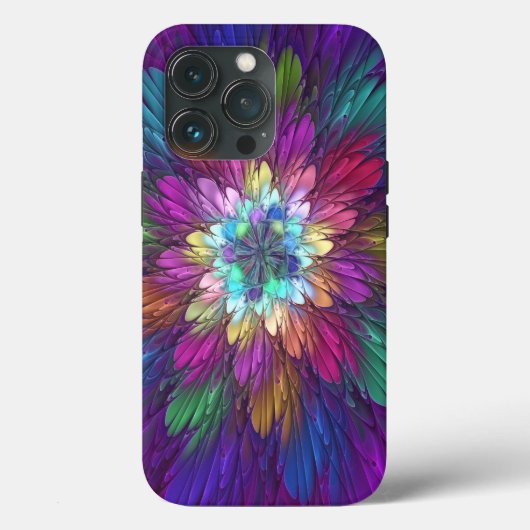 Farbenfrohe Psychedelische Blume Abstraktes Frakta Case-Mate iPhone Hülle (Rückseite)