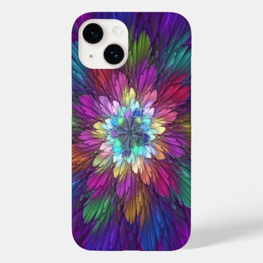Farbenfrohe Psychedelische Blume Abstraktes Frakta Case-Mate iPhone Hülle (Rückseite)