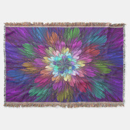 Farbenfrohe Psychedelische Blume Abstraktes Frakta Decke