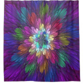 Farbenfrohe Psychedelische Blume Abstraktes Frakta Duschvorhang (Vorderseite)