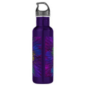 Farbenfrohe Psychedelische Blume Abstraktes Frakta Edelstahlflasche (Rückseite)