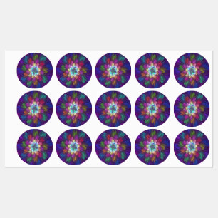 Farbenfrohe Psychedelische Blume Abstraktes Frakta Etiketten
