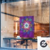 Farbenfrohe Psychedelische Blume Abstraktes Frakta Fensteraufkleber (Café-Fenster)