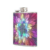Farbenfrohe Psychedelische Blume Abstraktes Frakta Flachmann (Links)