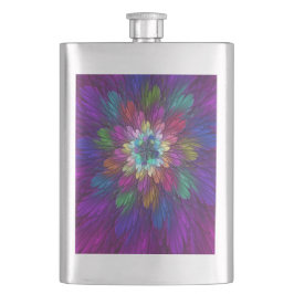 Farbenfrohe Psychedelische Blume Abstraktes Frakta Flachmann