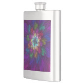 Farbenfrohe Psychedelische Blume Abstraktes Frakta Flachmann (Links)