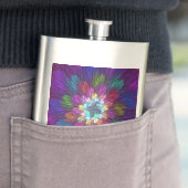 Farbenfrohe Psychedelische Blume Abstraktes Frakta Flachmann (Beispiel)