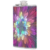 Farbenfrohe Psychedelische Blume Abstraktes Frakta Flachmann (Links)