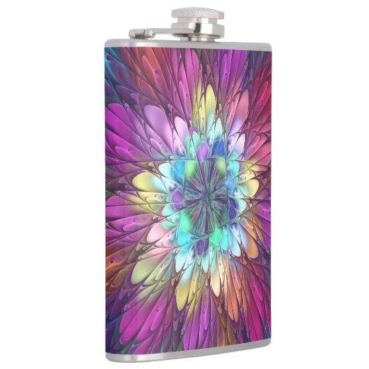 Farbenfrohe Psychedelische Blume Abstraktes Frakta Flachmann (Rechts)