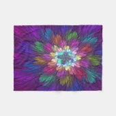 Farbenfrohe Psychedelische Blume Abstraktes Frakta Fleecedecke (Vorderseite (Horizontal))