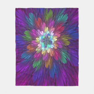 Farbenfrohe Psychedelische Blume Abstraktes Frakta Fleecedecke