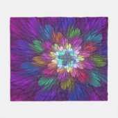 Farbenfrohe Psychedelische Blume Abstraktes Frakta Fleecedecke (Vorderseite (Horizontal))