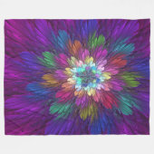 Farbenfrohe Psychedelische Blume Abstraktes Frakta Fleecedecke (Vorderseite (Horizontal))