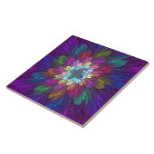 Farbenfrohe Psychedelische Blume Abstraktes Frakta Fliese (Seite)