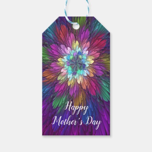 Farbenfrohe Psychedelische Blume Abstraktes Frakta Geschenkanhänger (Vorderseite)