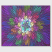 Farbenfrohe Psychedelische Blume Abstraktes Frakta Geschenkpapier (Flach)