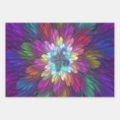 Farbenfrohe Psychedelische Blume Abstraktes Frakta Geschenkpapier Set (Vorderseite)