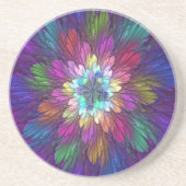 Farbenfrohe Psychedelische Blume Abstraktes Frakta Getränkeuntersetzer (Vorne)