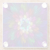 Farbenfrohe Psychedelische Blume Abstraktes Frakta Glasuntersetzer (Rückseite)
