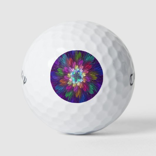 Farbenfrohe Psychedelische Blume Abstraktes Frakta Golfball (Vorderseite)