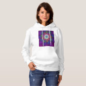 Farbenfrohe Psychedelische Blume Abstraktes Frakta Hoodie (Vorne ganz)