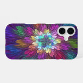 Farbenfrohe Psychedelische Blume Abstraktes Frakta iPhone 16 Hülle (Rückseite (Horizontal))