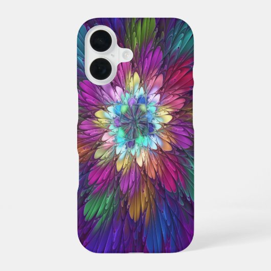 Farbenfrohe Psychedelische Blume Abstraktes Frakta iPhone 16 Hülle (Rückseite)