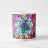 Farbenfrohe Psychedelische Blume Abstraktes Frakta Jumbo-Tasse (Vorderseite)