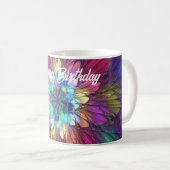 Farbenfrohe Psychedelische Blume Abstraktes Frakta Kaffeetasse (VorderseiteRechts)