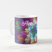 Farbenfrohe Psychedelische Blume Abstraktes Frakta Kaffeetasse (Vorderseite Links)