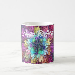 Farbenfrohe Psychedelische Blume Abstraktes Frakta Kaffeetasse