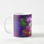 Farbenfrohe Psychedelische Blume Abstraktes Frakta Kaffeetasse (Links)