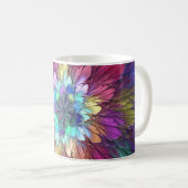 Farbenfrohe Psychedelische Blume Abstraktes Frakta Kaffeetasse (VorderseiteRechts)