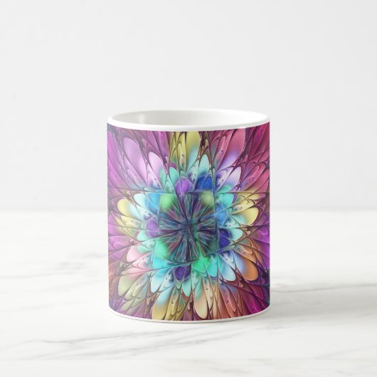 Farbenfrohe Psychedelische Blume Abstraktes Frakta Kaffeetasse (Mittel)