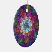 Farbenfrohe Psychedelische Blume Abstraktes Frakta Keramik Ornament (Rechts)