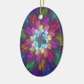 Farbenfrohe Psychedelische Blume Abstraktes Frakta Keramik Ornament (Links)